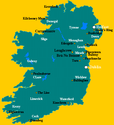 Kaart megalieten Ierland