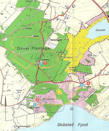 Detail kaart in brochure "Rundt om Doverkil"