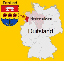 Kaart Duitsland, Emsland in noordwesten