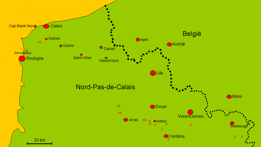 Kaart Nord-Pas de Calais