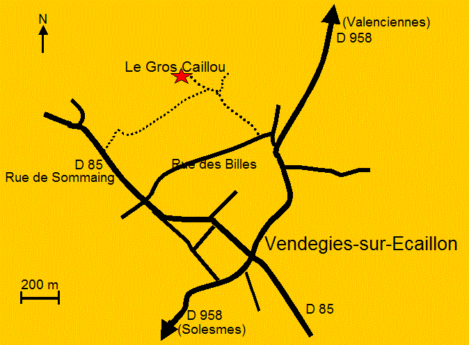 Kaart Vendegies-sur-Ecaillon